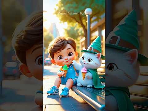 Wizard Kitten's Sweet Ice Cream Magic to Cheer Up a Little Boy #cats #animation #shorts