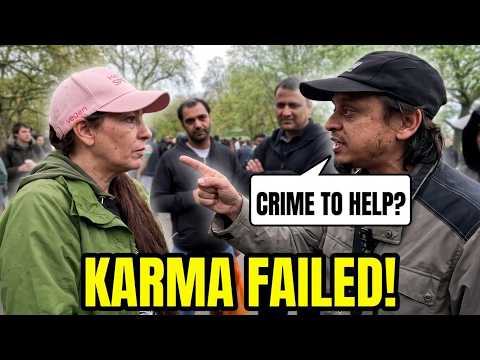 Vegan Lady Challenges Mansur With Karma! Speakers Corner