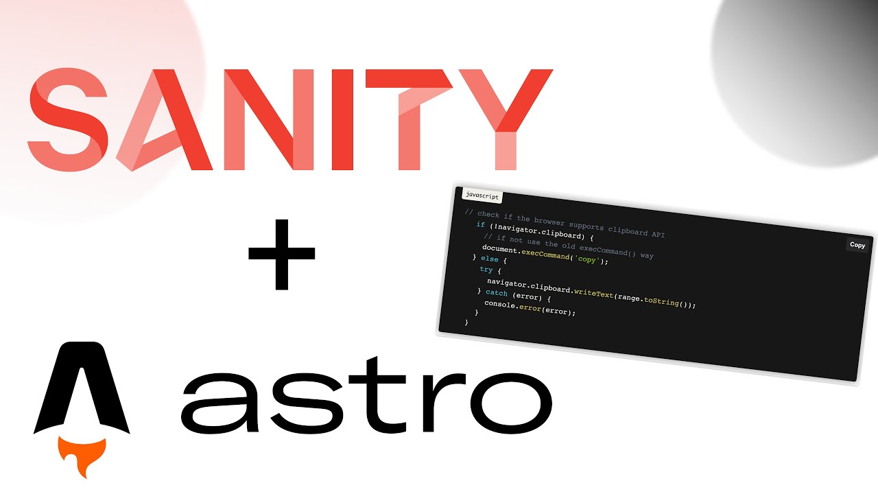 YouTube Thumbnail for Adding a Click to Copy Code Block to the Astro & Sanity Starter