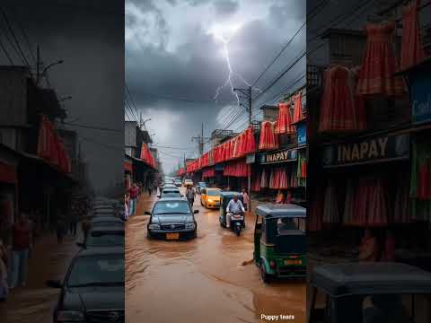 flood in market | rain thunderstorms 🌊 #youtubeshorts