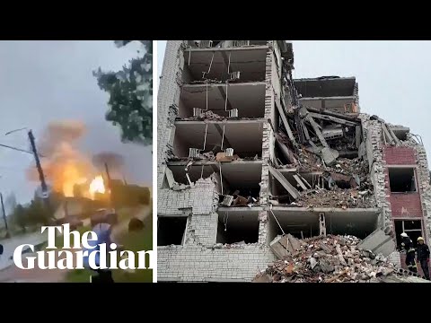 People duck for cover as missile hits Chernihiv in Ukraine