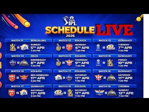 🔴Live : IPL 2026 LIve Schedule MI,CSK,KKR,SRH,RR,GT,LSG,PBKS,RCB,DC First 20 Day Schedule की कॉपी