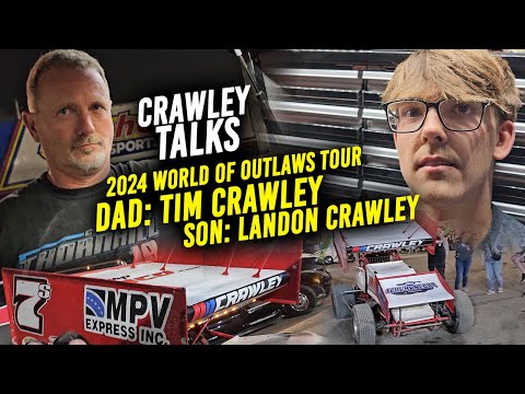 CRAWLEY TALKS: Driver Landon &amp; Dad Tim discuss their 2024 World of Outlaws Rookie outing so far. - dirt track racing video image