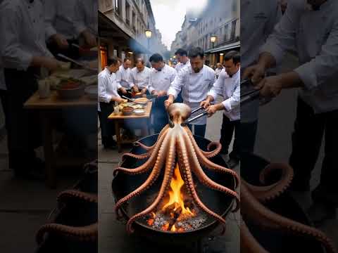 Chinese Chef Roasting Octopus #trending #foryou #chinesefood #viral #meatmarket #shortvideo #food