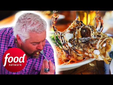 Guy Fieri Bites Into FRESH Lionfish Sushi Caught By The Owner Himself | Diners Drive-Ins & Dives