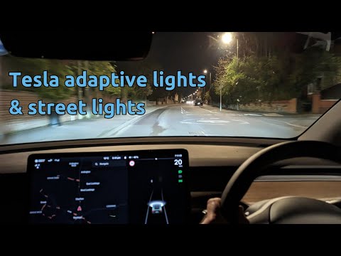 Tesla adaptive high beam (matrix) lights when driving under street lights