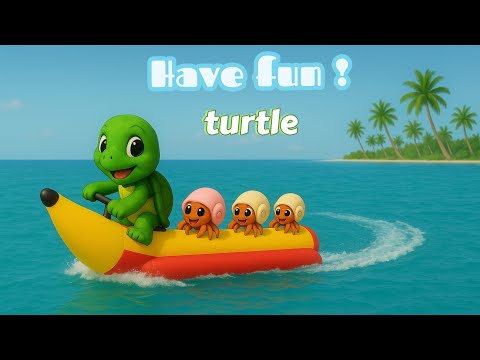 The turtle invites him to play with shells 🐢🐚 #shorts #beach #bananaboat #turtle #clams