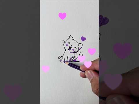 drawing kitten, tutorial for kids #art #drawing