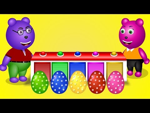 Cute Gummy Bear Learning Colors with Surprise eggs | Finger Family Nursery Rhymes