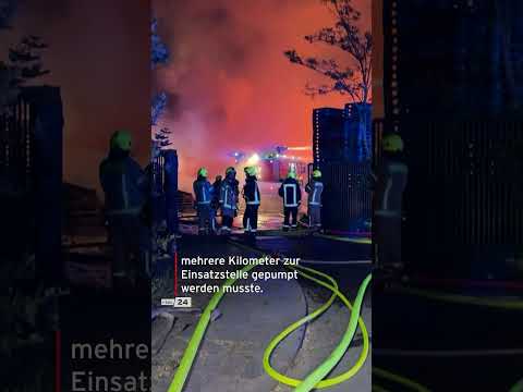 Großbrand zerstört drei Lagerhallen und mehrere Lkw #berlin #shorts