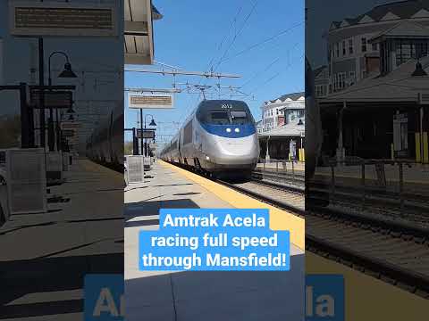 Amtrak Acela racing full speed through Mansfield!