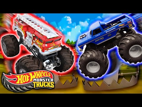 Hot Wheels Monster Trucks Working Together to Overcome Obstacles! 1HR | Hot Wheels