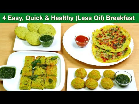 ४ आसान और झटपट हेल्दी नास्ता कम तेल में | Healthy Breakfast Recipe | Moong Dal | KabitasKitchen