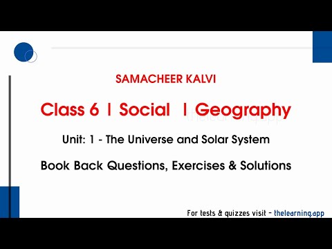 The Universe and Solar System Exercises | Unit 1  | Class 6 | Geography | Social | Samacheer Kalvi
