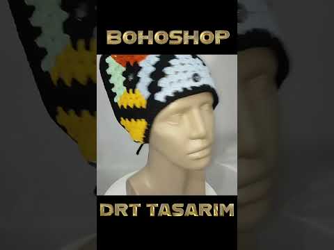 DRT Tasarım El Örgüsü Retro Kare Motif Bandana