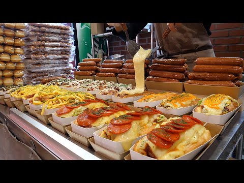 미국식 피자 핫도그, 치즈 핫도그 / American Style Pizza Hot dog, Cheese Hot dog - Korean Street Food