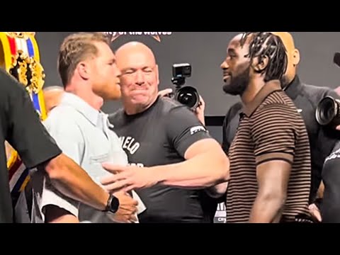 Canelo vs Crawford NASTY STAREDOWN; Forced to SEPARATE by Dana White after INTENSE FACE OFF