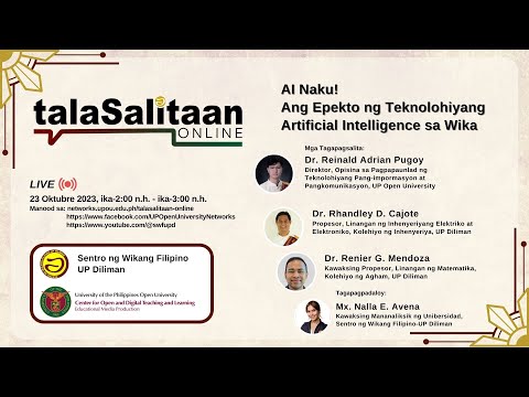talaSalitaan Online Episode 2: AI Naku! Ang Epekto ng Teknolohiyang Artificial Intelligence sa Wika