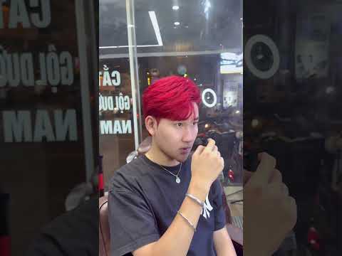 Side part kết hợp màu đỏ #xuhuongyoutube #hairstyle #haircut