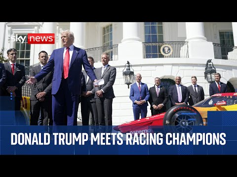 Watch as Donald Trump meets racing champions