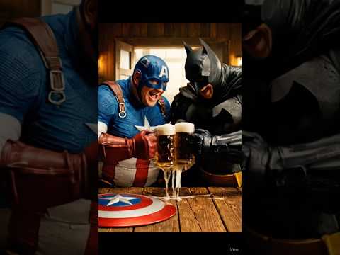 Batman and Captain America celebrate by drinking beer #marvel #dc #hulk #batman #captainamerica
