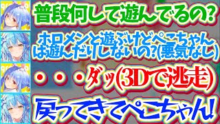 【3D逃走】"悪気のない一言"でぺこらの心の傷(?)を抉ってしまい、3Dで逃走するぺこらに焦り散らかすラミィw【ホロライブ切り抜き/兎田ぺこ