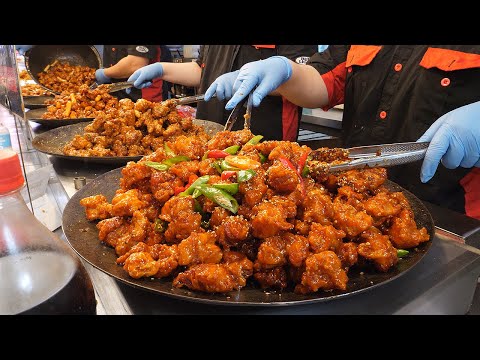 양많은 시장 닭강정, 새우강정 / sweet and sour chicken - korean street food