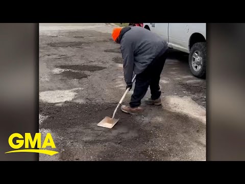 Man fixes potholes in neighborhood using his own money
