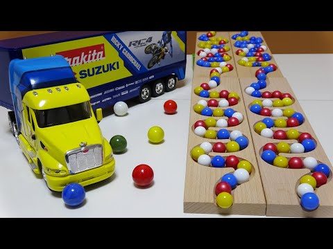 Marble Run Race ☆ HABA Slope & Makita Suzuki Retro Truck