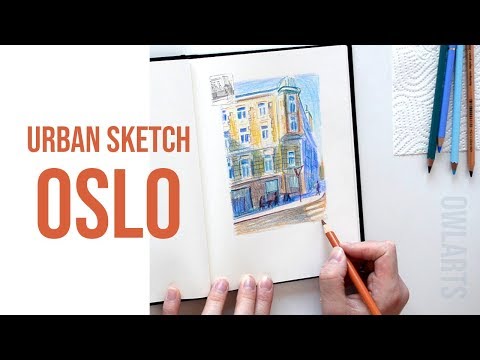 Urban Sketch with Colored Pencils