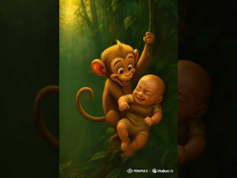 A Banana for the Hero, Melo 🍌🐒 #animals #animation #monkey #baby #cartoon #shorts