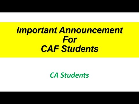 Important Announcement For CAF students || CAF-1 to CAF-9  weakly Test Session