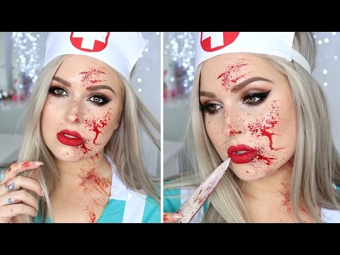 Blood Splatter Tutorial ♡ Sexy Nurse Halloween Makeup Tutorial Costume - UCMpOz2KEfkSdd5JeIJh_fxw