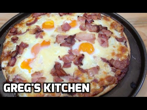 BACON AND EGG PIZZA RECIPE - How To  - Greg's Kitchen - UCGXHiIMcPZ9IQNwmJOv12dQ