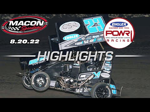 8.20.22 POWRi Outlaw Micro Sprint League Highlights from Macon Speedway - dirt track racing video image