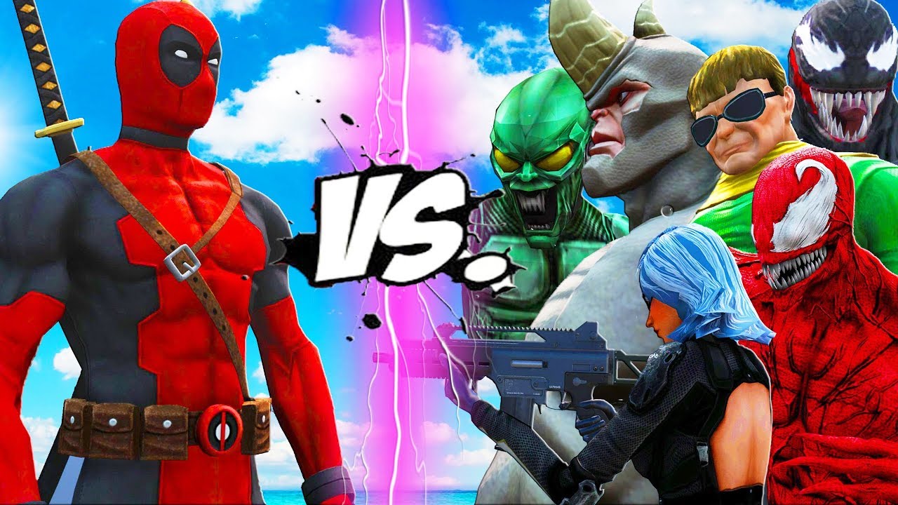 Deadpool Vs Spider Man Enemies Venom Carnage Green