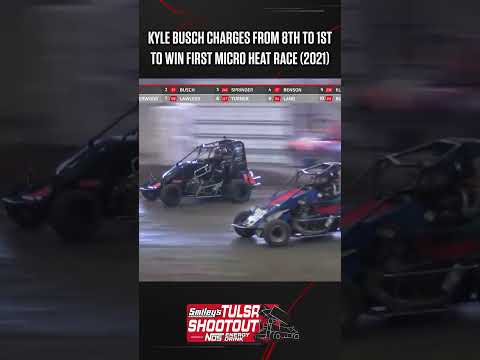 😱 From 8th to 1st to win his first Micro Sprint heat race went Kyle Busch at the 2021 #tulsashootout - dirt track racing video image