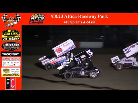 9.8.23 Attica Raceway Park 410 Sprints A-Main - dirt track racing video image