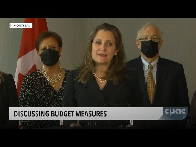 Finance Minister Chrystia Freeland Makes An Announcement In Montreal ...