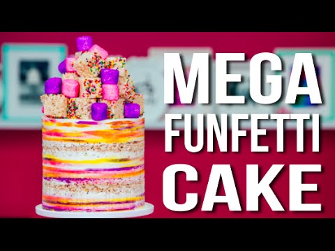 How To Make A MEGA FUNFETTI CAKE! Confetti Vanilla Cake with Sprinkle RICE KRISPIE TREATS! - UCvM1hVcRJmVWDtATYarC0KA