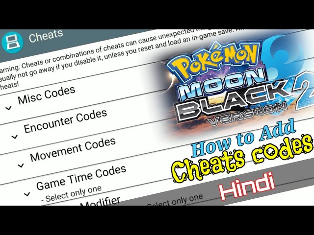 Pokemon Moon Black 2 Cheats (Action Replay