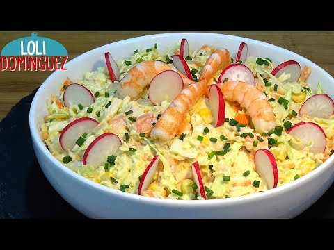 Ensalada de Col o Repollo con gambas (Coleslaw), muy rica y fácil - Paso a paso - Loli Domínguez - UC5ONfXPjWgqElh0NZaRJ1tg