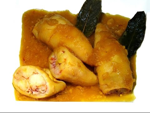 Receta Calamares rellenos de gambas en salsa de cebolla - Recetas de cocina, paso a paso, tutorial - UC5ONfXPjWgqElh0NZaRJ1tg