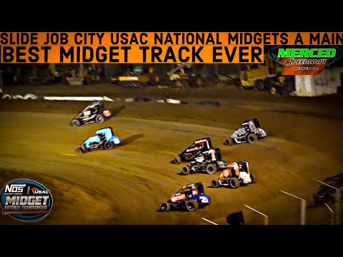 Slide Job City  A Main USAC Nationals Midgets Night 2 Merced Speedway Unbelievable Race Track - dirt track racing video image