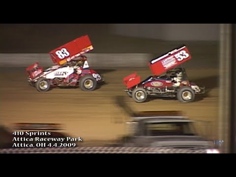 Highlights: 410 Sprint Cars - Attica Raceway Park 4.4.2009 - dirt track racing video image