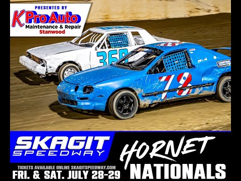7/28/23 Skagit Speedway Hornets - Night #1 Hornet Nationals (Heats, Main Event, &amp; Top 3 Interviews) - dirt track racing video image