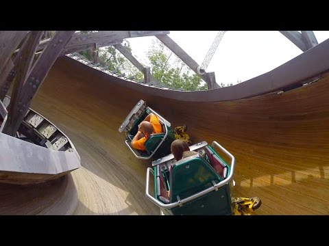 Flying Turns POV Worlds Only Wooden Bobsled Roller Coaster Knoebels Amusement Park - UCT-LpxQVr4JlrC_mYwJGJ3Q