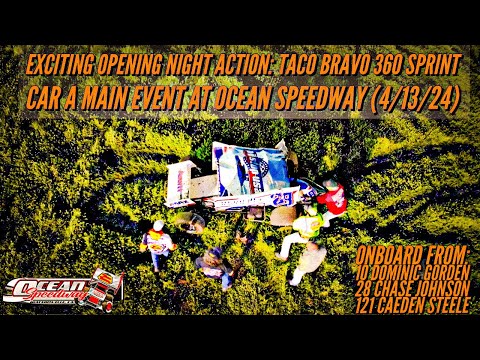 Taco Bravo 360 Sprint Car A Main Event at Ocean Speedway Opening Night (4/13/24) - dirt track racing video image