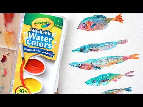 Painting with Crayola Watercolors! ☼ (Rainbow Fishies~)
