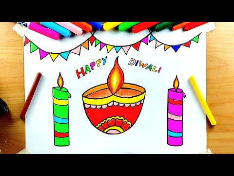Diwali Drawing and Coloring ||Happy Diwali Drawing 🥰😍🤩